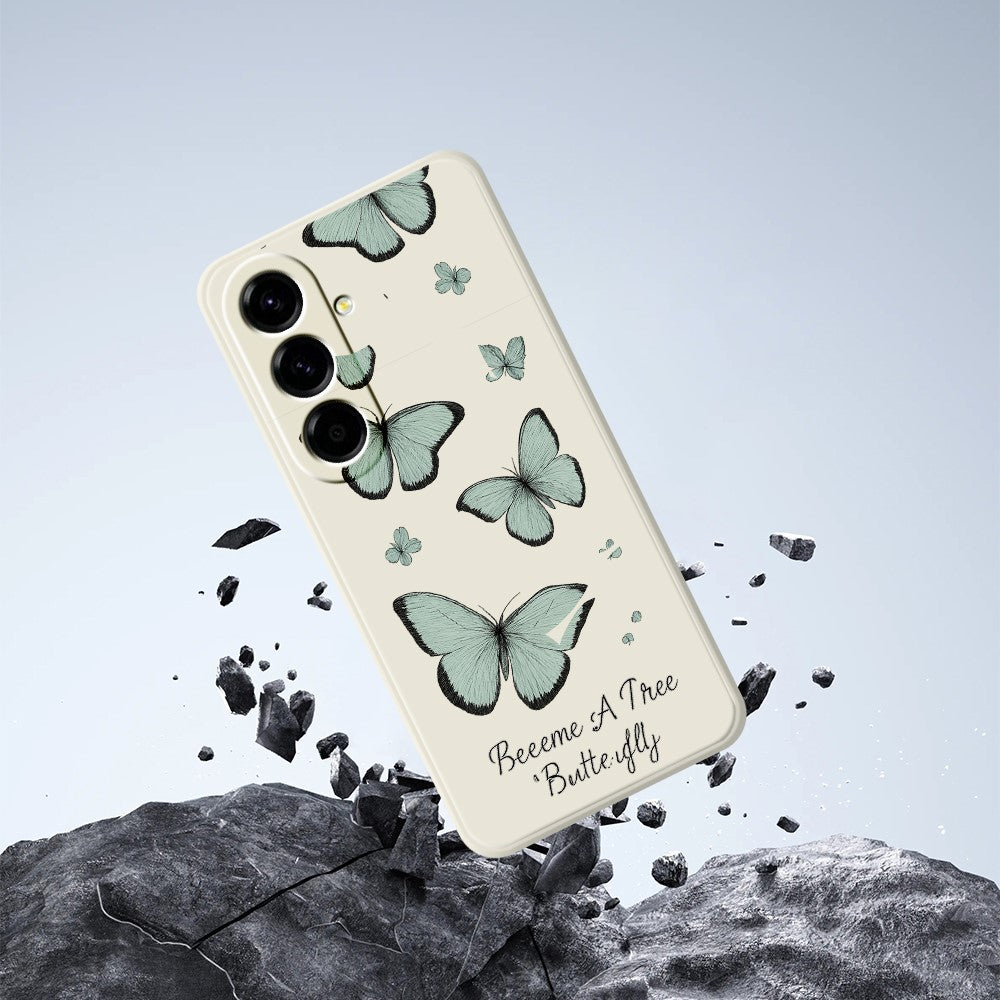 Til Samsung Galaxy A27 5G Cover Grøn Sommerfugl Mønster Print Lige Kant TPU Telefon Bagcover