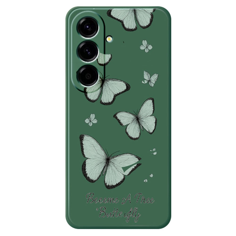 Til Samsung Galaxy A27 5G Cover Grøn Sommerfugl Mønster Print Lige Kant TPU Telefon Bagcover