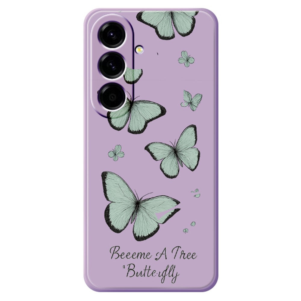 Til Samsung Galaxy A27 5G Cover Grøn Sommerfugl Mønster Print Lige Kant TPU Telefon Bagcover