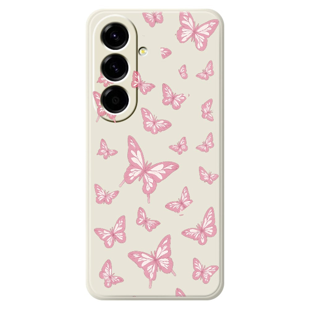 For Samsung Galaxy A27 5G Case Pink Butterflies Pattern Printing Straight Edge TPU Phone Back Cover