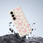 For Samsung Galaxy A27 5G Case Pink Butterflies Pattern Printing Straight Edge TPU Phone Back Cover