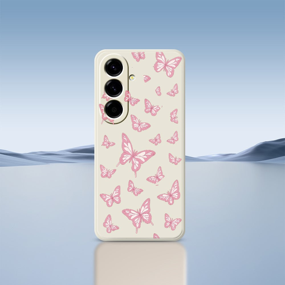 For Samsung Galaxy A27 5G Case Pink Butterflies Pattern Printing Straight Edge TPU Phone Back Cover