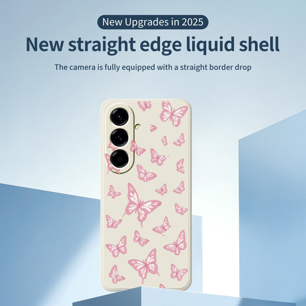 For Samsung Galaxy A27 5G Case Pink Butterflies Pattern Printing Straight Edge TPU Phone Back Cover