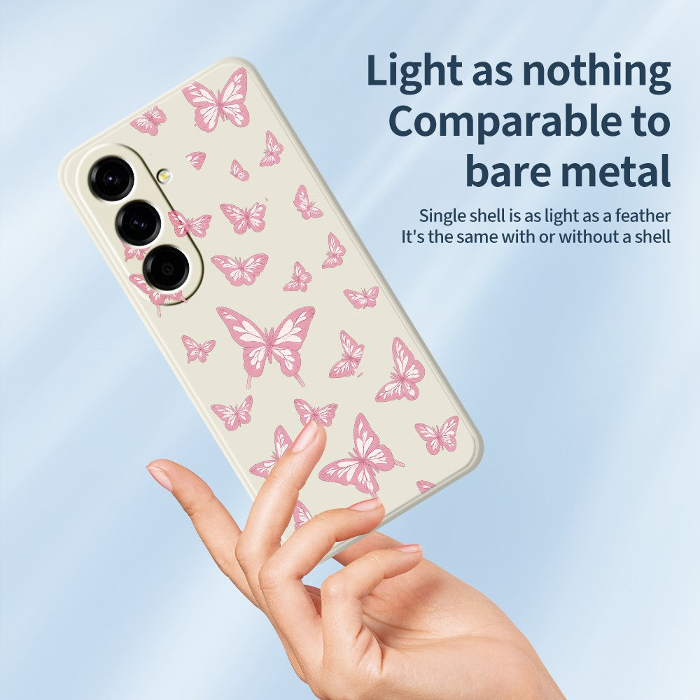 For Samsung Galaxy A27 5G Case Pink Butterflies Pattern Printing Straight Edge TPU Phone Back Cover