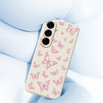 For Samsung Galaxy A27 5G Case Pink Butterflies Pattern Printing Straight Edge TPU Phone Back Cover