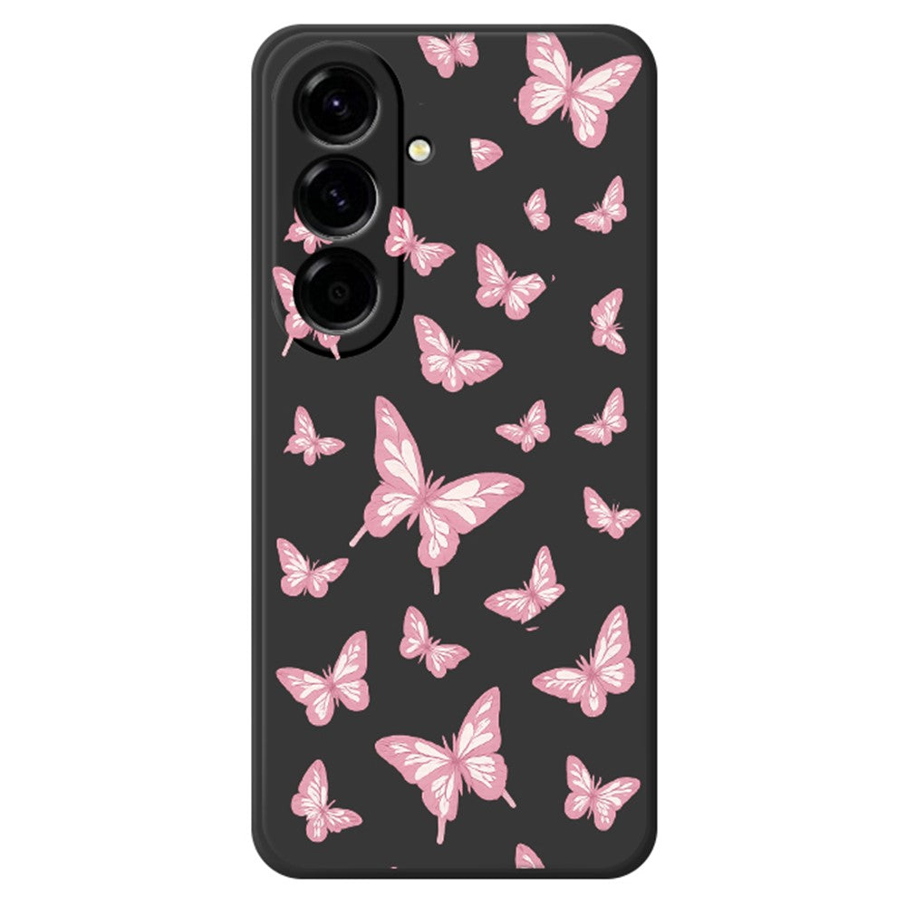 For Samsung Galaxy A27 5G Case Pink Butterflies Pattern Printing Straight Edge TPU Phone Back Cover