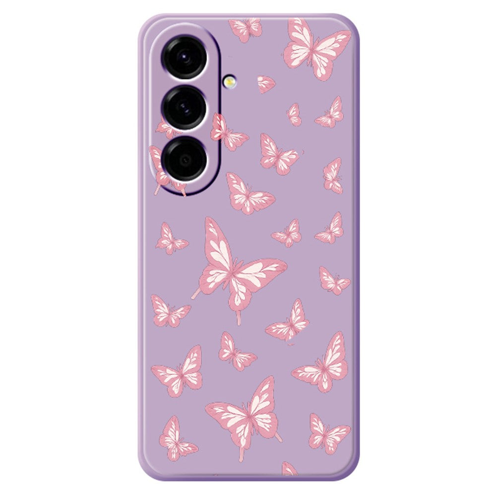 For Samsung Galaxy A27 5G Case Pink Butterflies Pattern Printing Straight Edge TPU Phone Back Cover