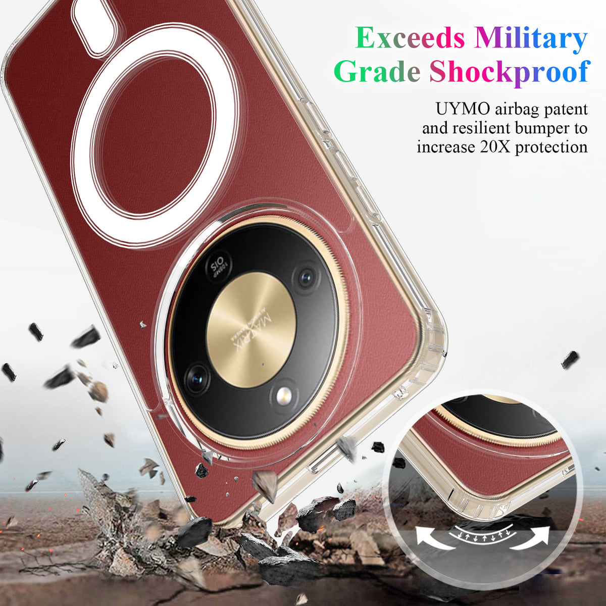 For Honor X70 5G / Honor Magic8 Lite 5G / Honor X9d 5G Clear Phone Magnetic Case TPU + Acrylic Back Cover