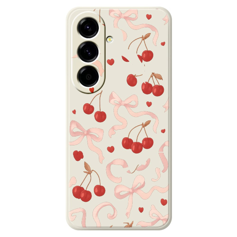 For Samsung Galaxy A27 5G Case Big Bow Cherry Pattern Printing Straight Edge TPU Phone Back Cover