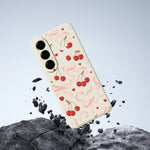 For Samsung Galaxy A27 5G Case Big Bow Cherry Pattern Printing Straight Edge TPU Phone Back Cover