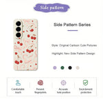 For Samsung Galaxy A27 5G Case Big Bow Cherry Pattern Printing Straight Edge TPU Phone Back Cover