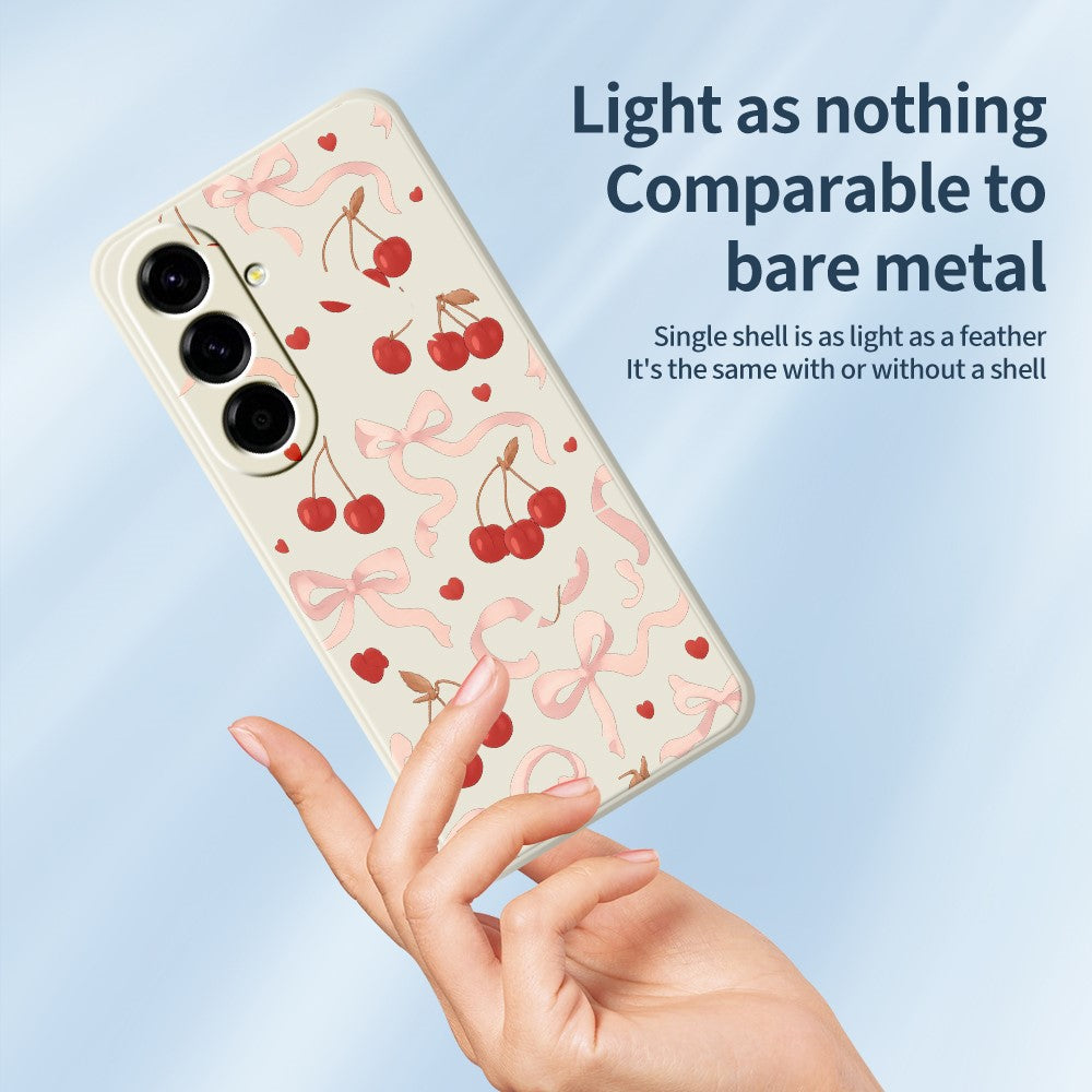 For Samsung Galaxy A27 5G Case Big Bow Cherry Pattern Printing Straight Edge TPU Phone Back Cover
