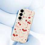 For Samsung Galaxy A27 5G Case Big Bow Cherry Pattern Printing Straight Edge TPU Phone Back Cover