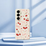 For Samsung Galaxy A27 5G Case Big Bow Cherry Pattern Printing Straight Edge TPU Phone Back Cover