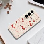 For Samsung Galaxy A27 5G Case Big Bow Cherry Pattern Printing Straight Edge TPU Phone Back Cover