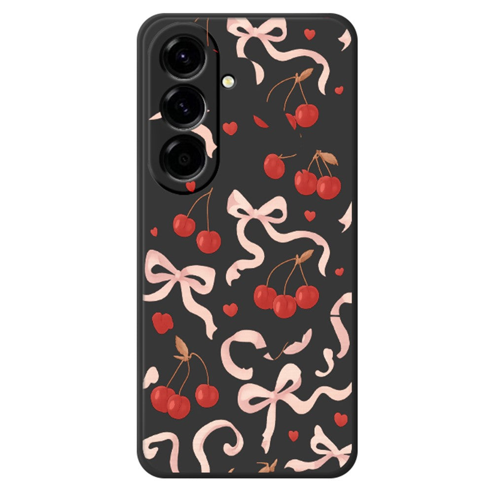 For Samsung Galaxy A27 5G Case Big Bow Cherry Pattern Printing Straight Edge TPU Phone Back Cover