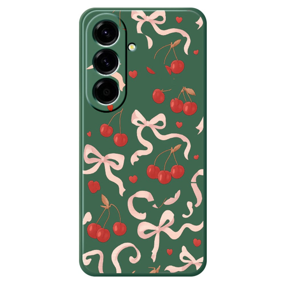 For Samsung Galaxy A27 5G Case Big Bow Cherry Pattern Printing Straight Edge TPU Phone Back Cover