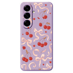 For Samsung Galaxy A27 5G Case Big Bow Cherry Pattern Printing Straight Edge TPU Phone Back Cover