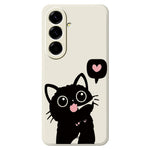 For Samsung Galaxy A27 5G Case Love Black Cat Pattern Printing Straight Edge TPU Phone Back Cover