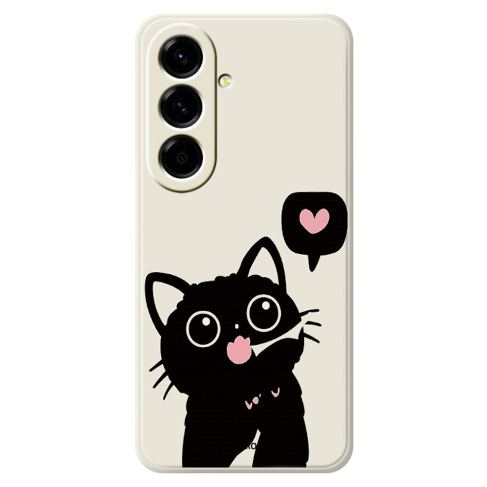 For Samsung Galaxy A27 5G Case Love Black Cat Pattern Printing Straight Edge TPU Phone Back Cover