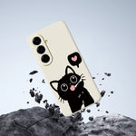 For Samsung Galaxy A27 5G Case Love Black Cat Pattern Printing Straight Edge TPU Phone Back Cover
