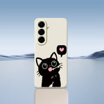 For Samsung Galaxy A27 5G Case Love Black Cat Pattern Printing Straight Edge TPU Phone Back Cover