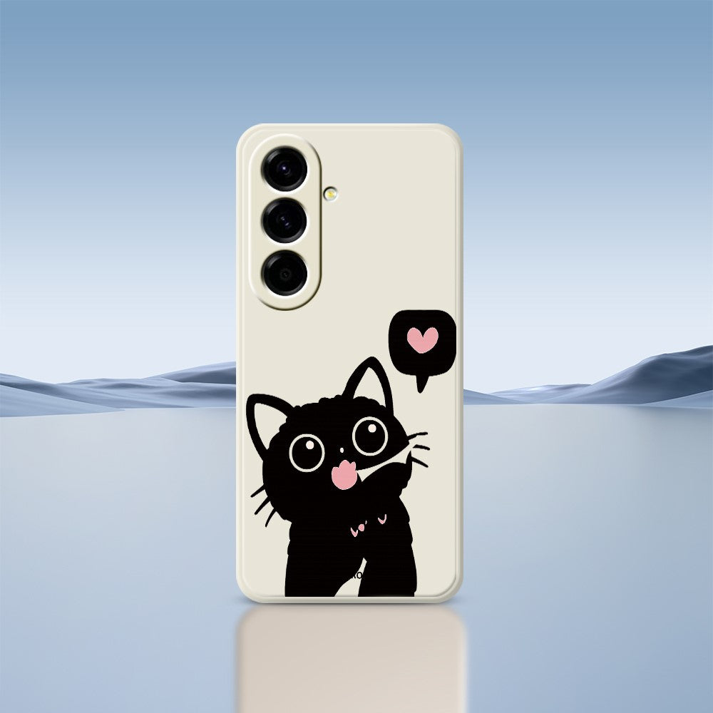 For Samsung Galaxy A27 5G Case Love Black Cat Pattern Printing Straight Edge TPU Phone Back Cover