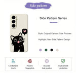 For Samsung Galaxy A27 5G Case Love Black Cat Pattern Printing Straight Edge TPU Phone Back Cover