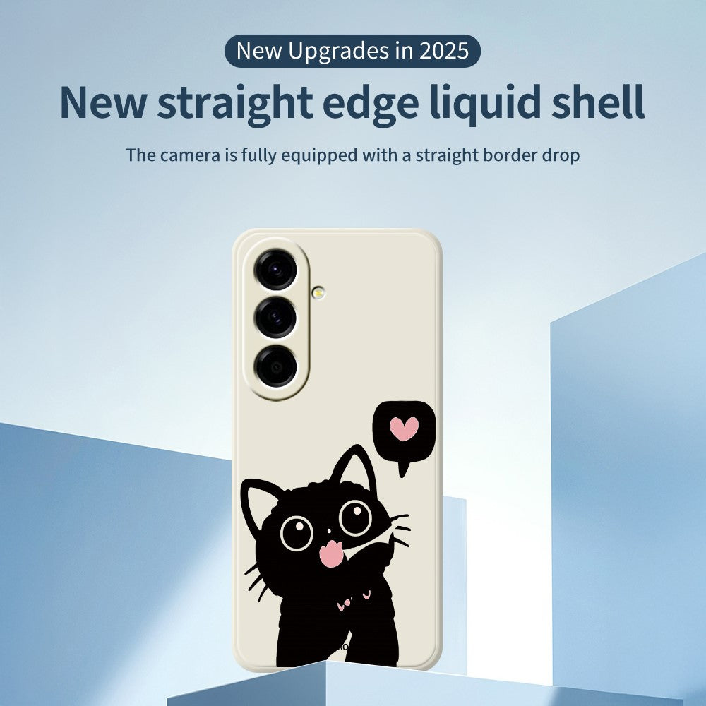 For Samsung Galaxy A27 5G Case Love Black Cat Pattern Printing Straight Edge TPU Phone Back Cover