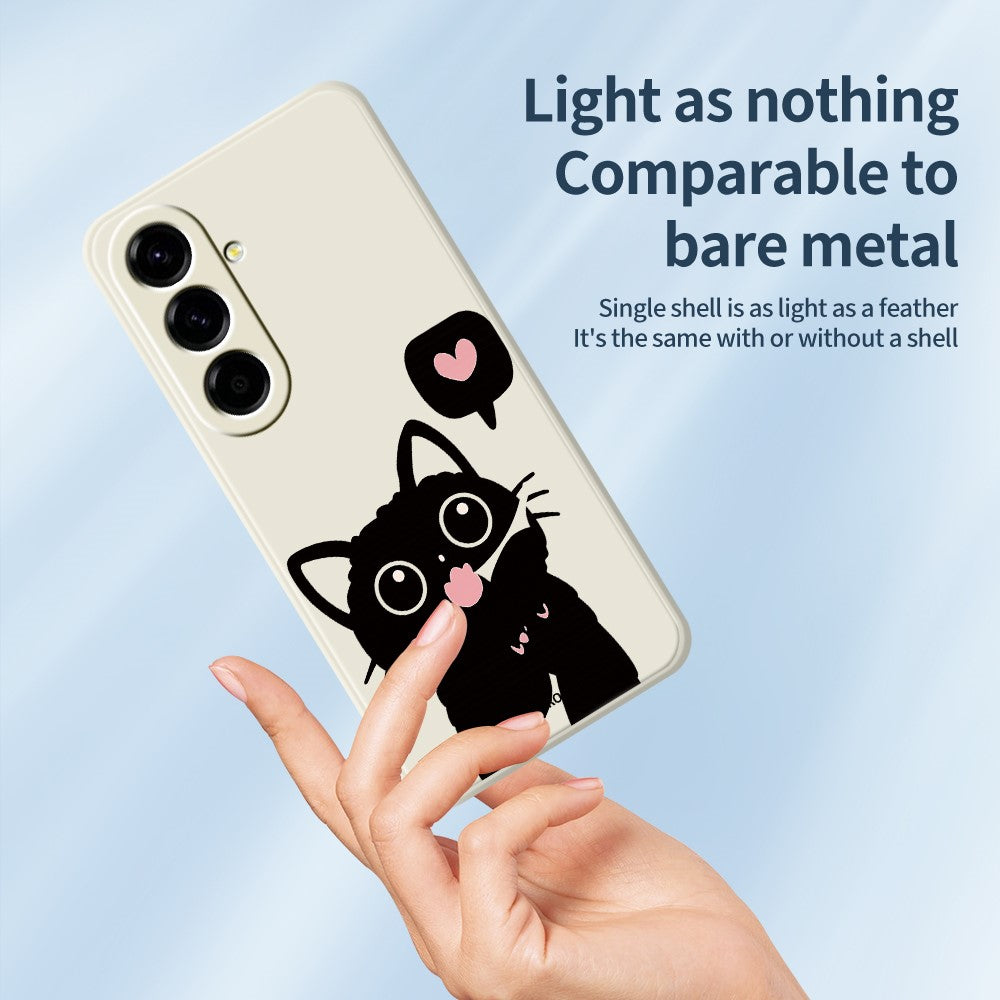 For Samsung Galaxy A27 5G Case Love Black Cat Pattern Printing Straight Edge TPU Phone Back Cover