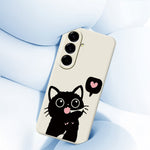 For Samsung Galaxy A27 5G Case Love Black Cat Pattern Printing Straight Edge TPU Phone Back Cover