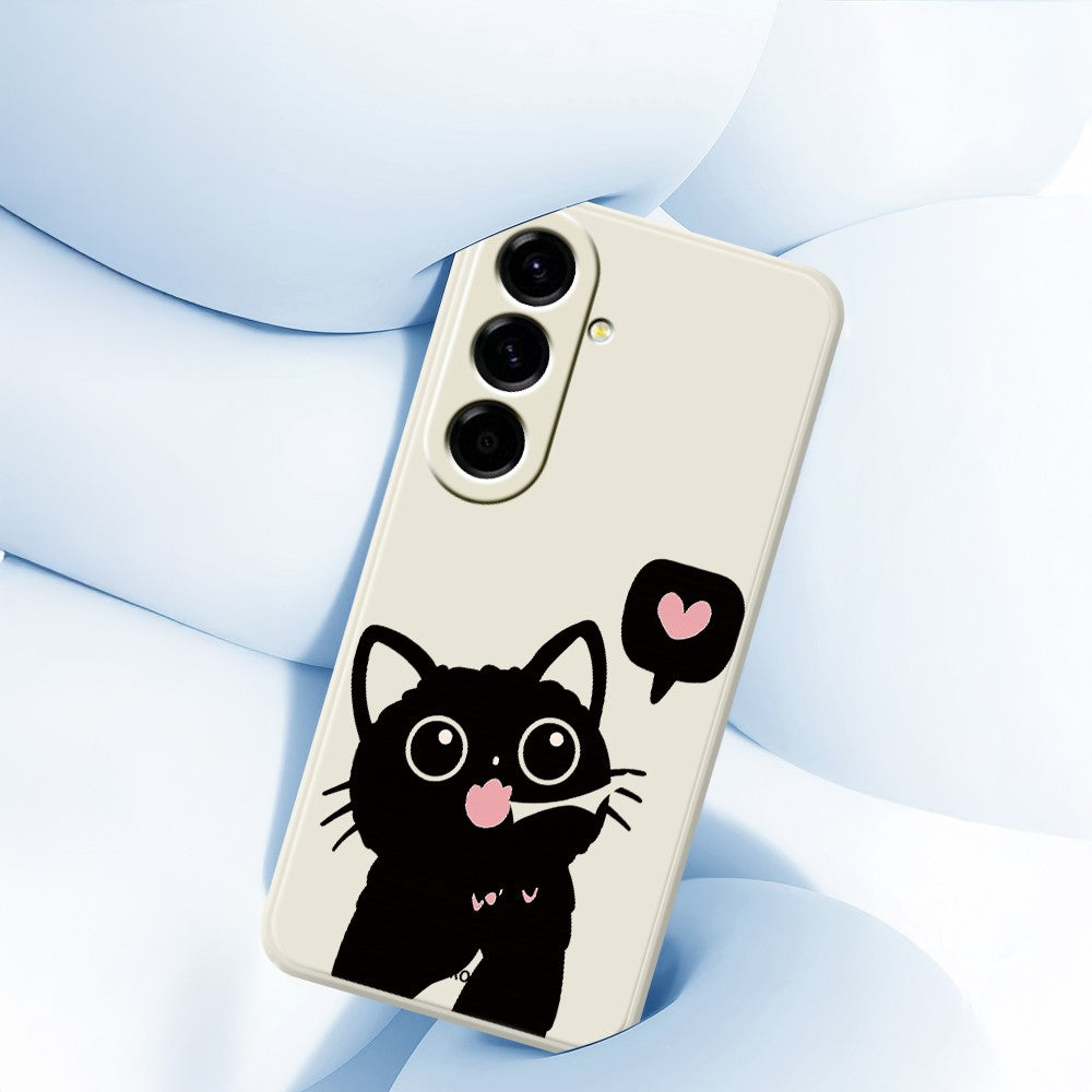 For Samsung Galaxy A27 5G Case Love Black Cat Pattern Printing Straight Edge TPU Phone Back Cover