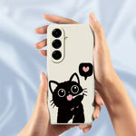 For Samsung Galaxy A27 5G Case Love Black Cat Pattern Printing Straight Edge TPU Phone Back Cover