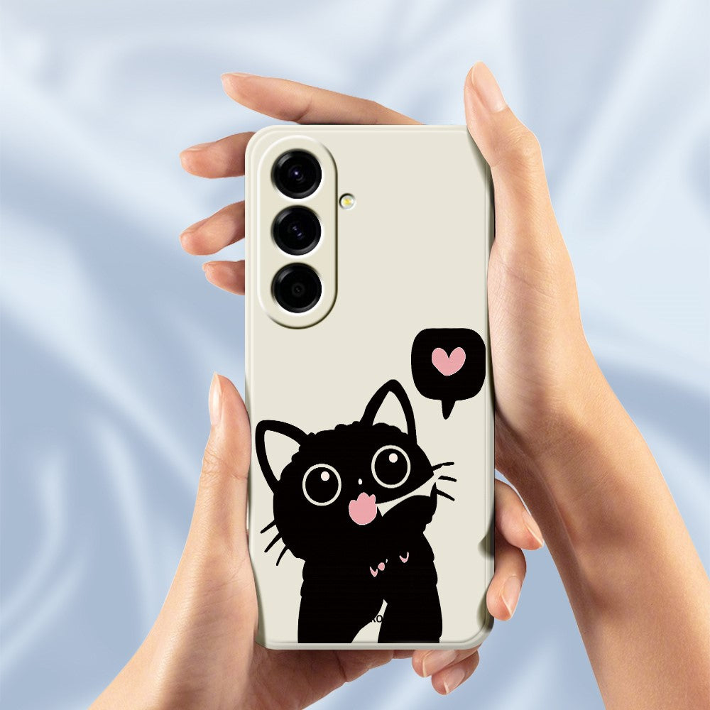 For Samsung Galaxy A27 5G Case Love Black Cat Pattern Printing Straight Edge TPU Phone Back Cover