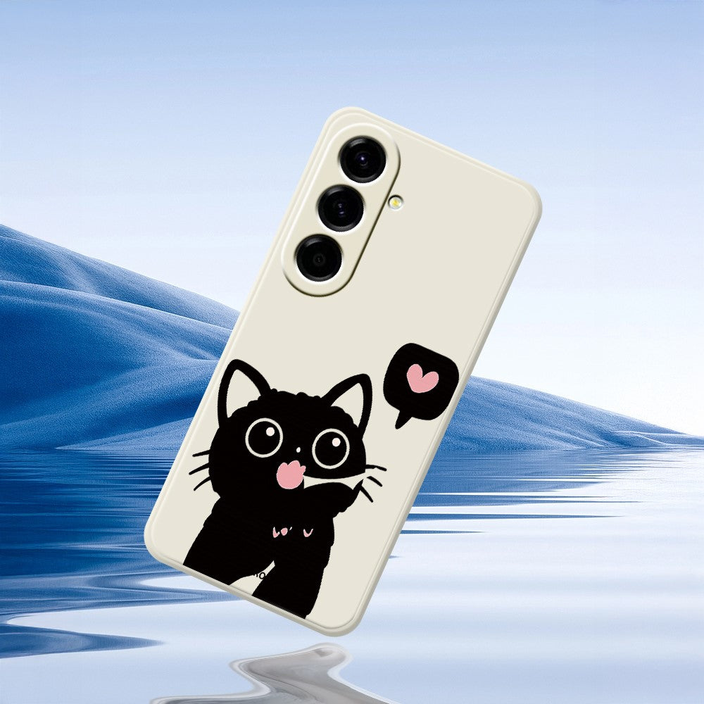 For Samsung Galaxy A27 5G Case Love Black Cat Pattern Printing Straight Edge TPU Phone Back Cover