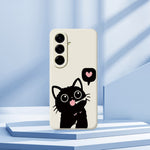 For Samsung Galaxy A27 5G Case Love Black Cat Pattern Printing Straight Edge TPU Phone Back Cover