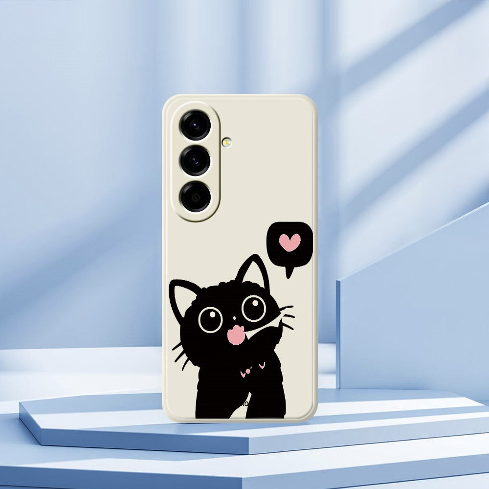 For Samsung Galaxy A27 5G Case Love Black Cat Pattern Printing Straight Edge TPU Phone Back Cover