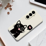 For Samsung Galaxy A27 5G Case Love Black Cat Pattern Printing Straight Edge TPU Phone Back Cover