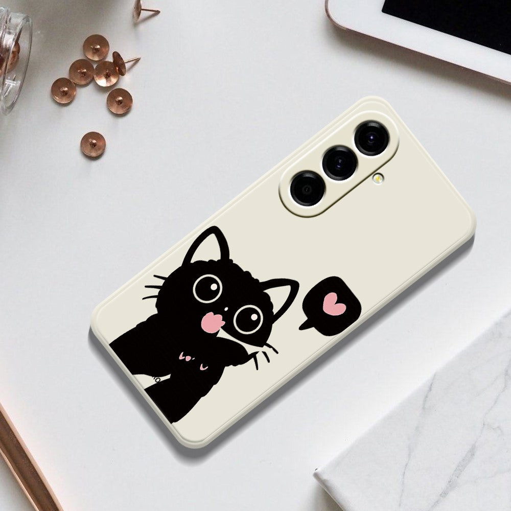 For Samsung Galaxy A27 5G Case Love Black Cat Pattern Printing Straight Edge TPU Phone Back Cover