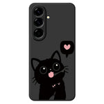 For Samsung Galaxy A27 5G Case Love Black Cat Pattern Printing Straight Edge TPU Phone Back Cover