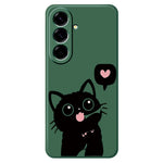 For Samsung Galaxy A27 5G Case Love Black Cat Pattern Printing Straight Edge TPU Phone Back Cover