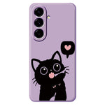 For Samsung Galaxy A27 5G Case Love Black Cat Pattern Printing Straight Edge TPU Phone Back Cover