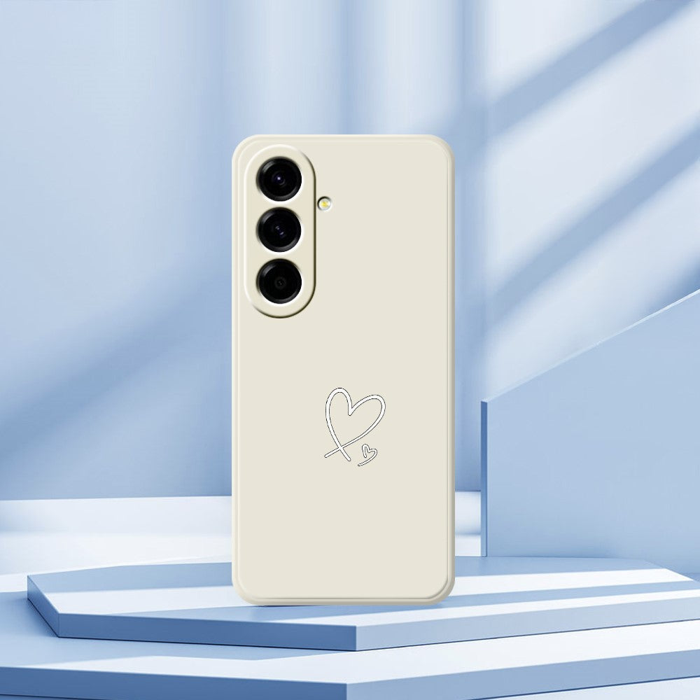 For Samsung Galaxy A27 5G Case White Love Pattern Printing Straight Edge TPU Phone Back Cover
