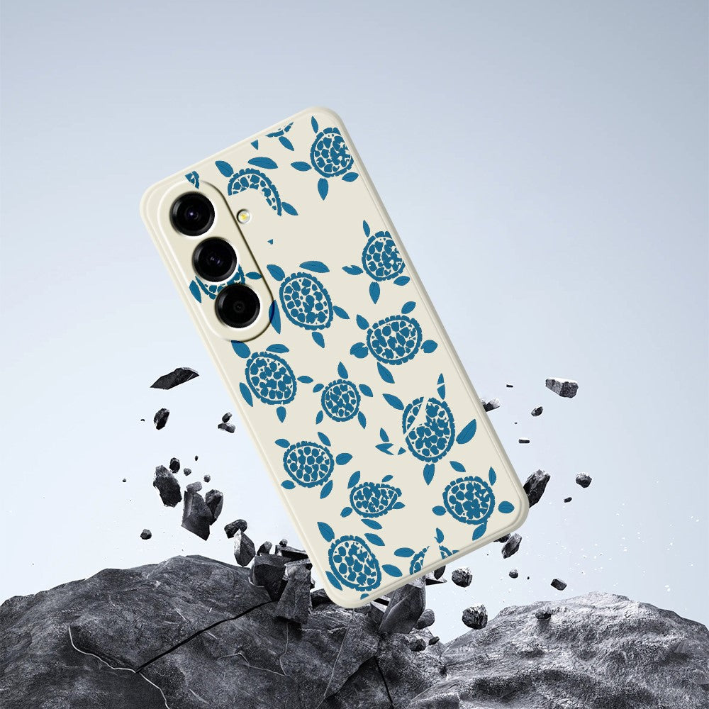For Samsung Galaxy A27 5G Case Blue Turtle Pattern Printing Straight Edge TPU Phone Back Cover