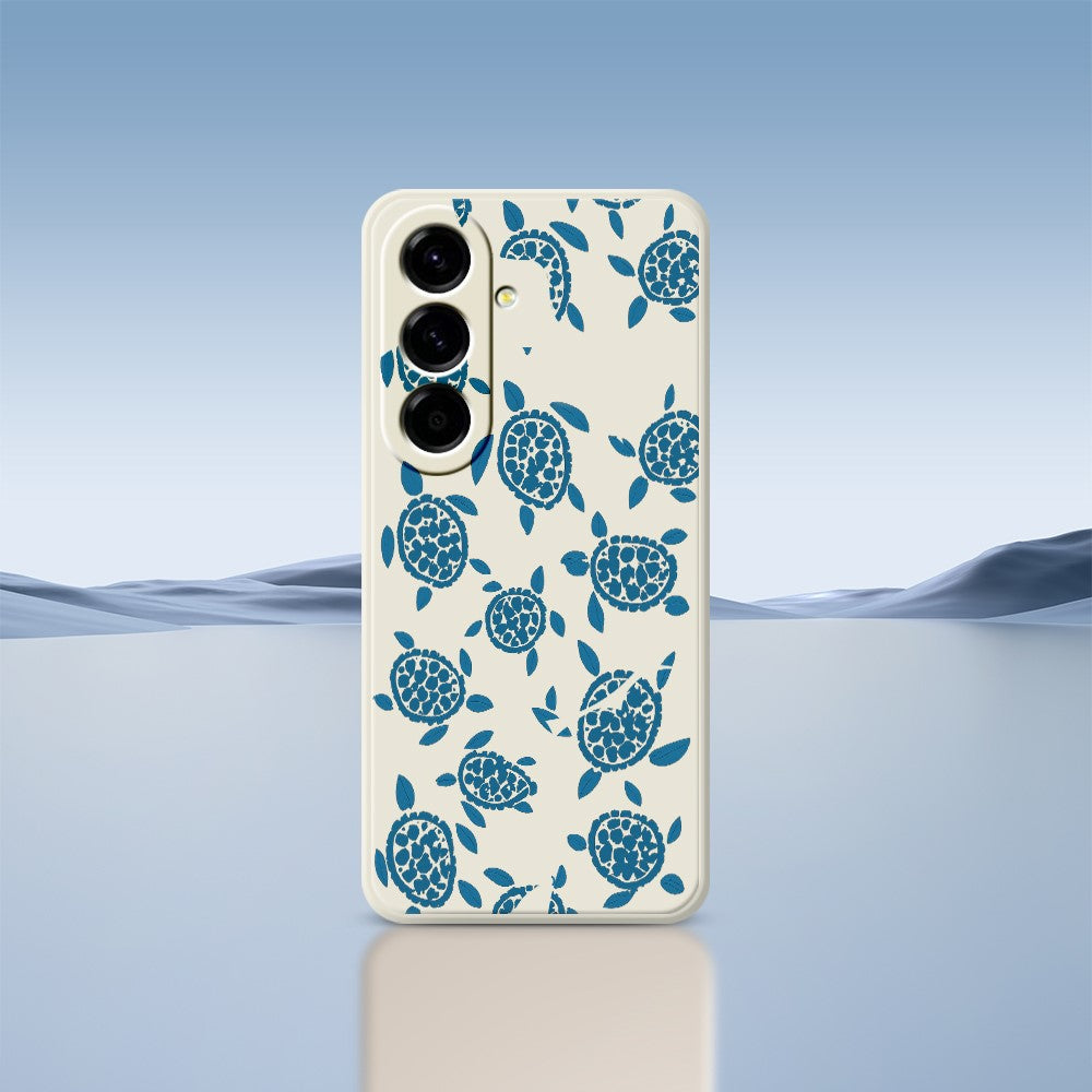 For Samsung Galaxy A27 5G Case Blue Turtle Pattern Printing Straight Edge TPU Phone Back Cover
