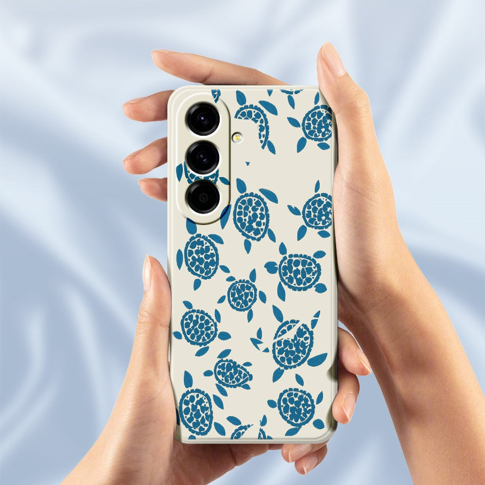 For Samsung Galaxy A27 5G Case Blue Turtle Pattern Printing Straight Edge TPU Phone Back Cover