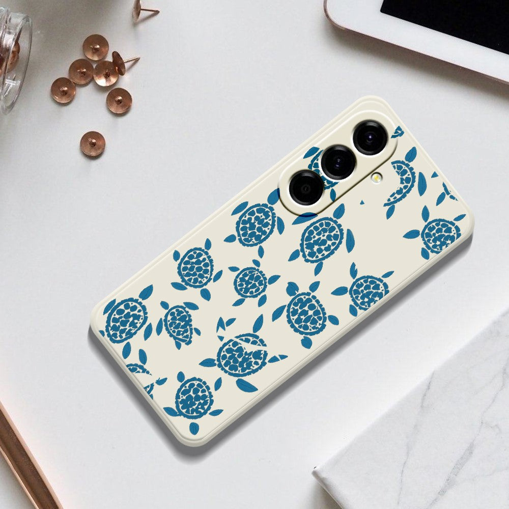 For Samsung Galaxy A27 5G Case Blue Turtle Pattern Printing Straight Edge TPU Phone Back Cover
