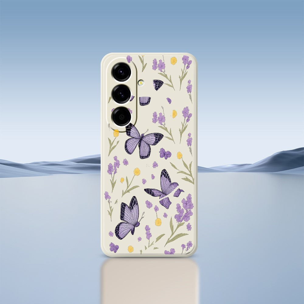 For Samsung Galaxy A27 5G Case Purple Butterflies Pattern Printing Straight Edge TPU Phone Back Cover