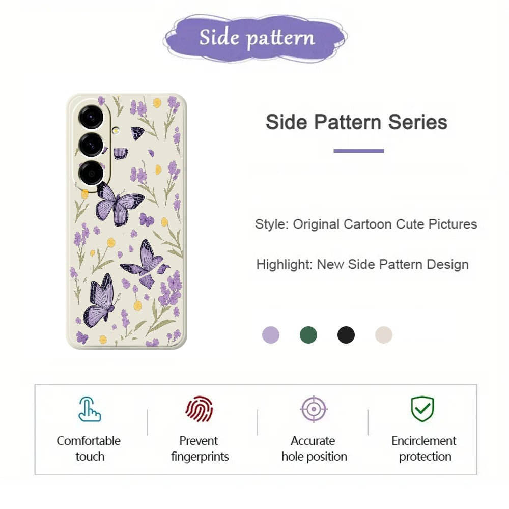 For Samsung Galaxy A27 5G Case Purple Butterflies Pattern Printing Straight Edge TPU Phone Back Cover