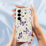 For Samsung Galaxy A27 5G Case Purple Butterflies Pattern Printing Straight Edge TPU Phone Back Cover